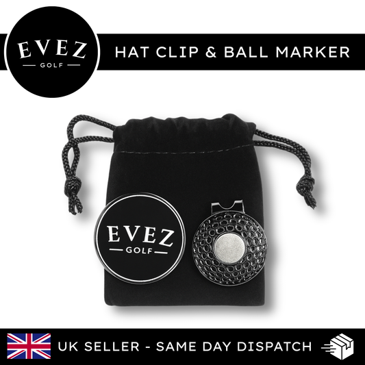 Evez Golf Hat Clip & Ball Marker - With Velvet Pouch