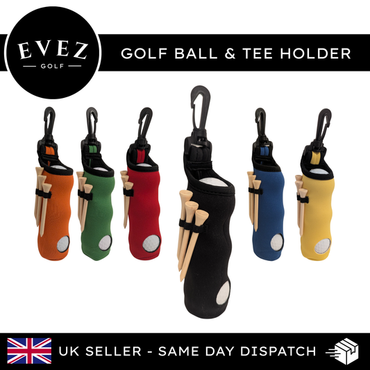 Golf Ball & Tee Holder - Quick Access Pouch | Clips to Bag