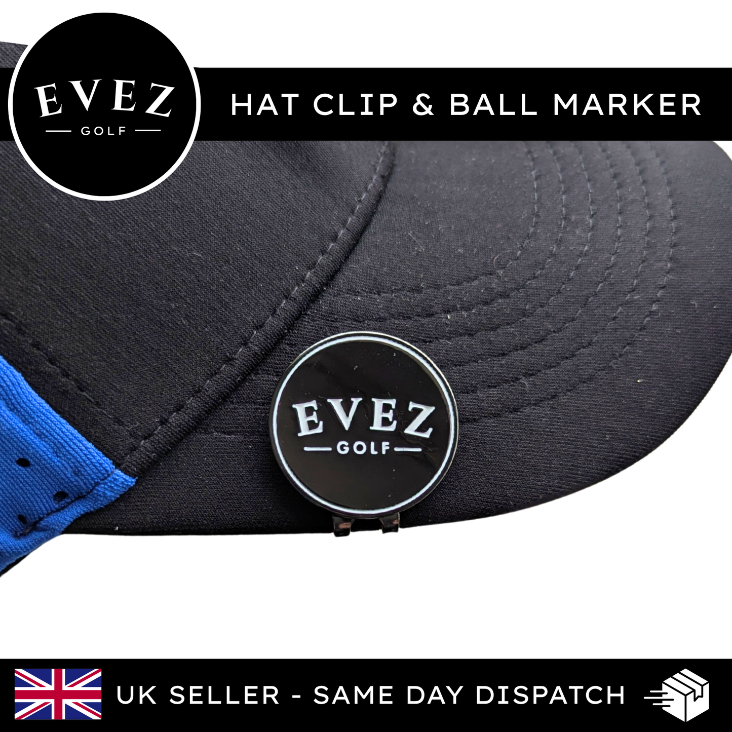 Evez Golf Hat Clip & Ball Marker - With Velvet Pouch