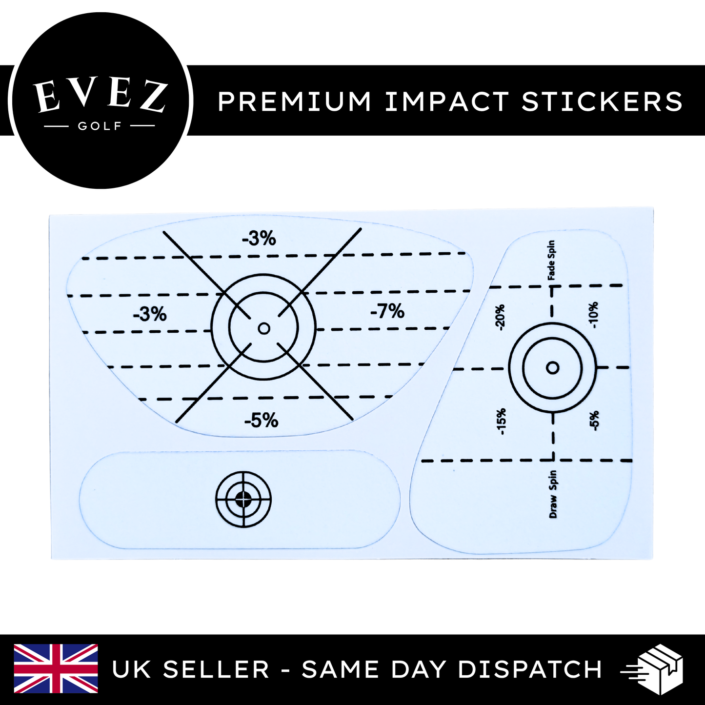 Evez Golf Impact Stickers - Instant Strike Feedback Labels