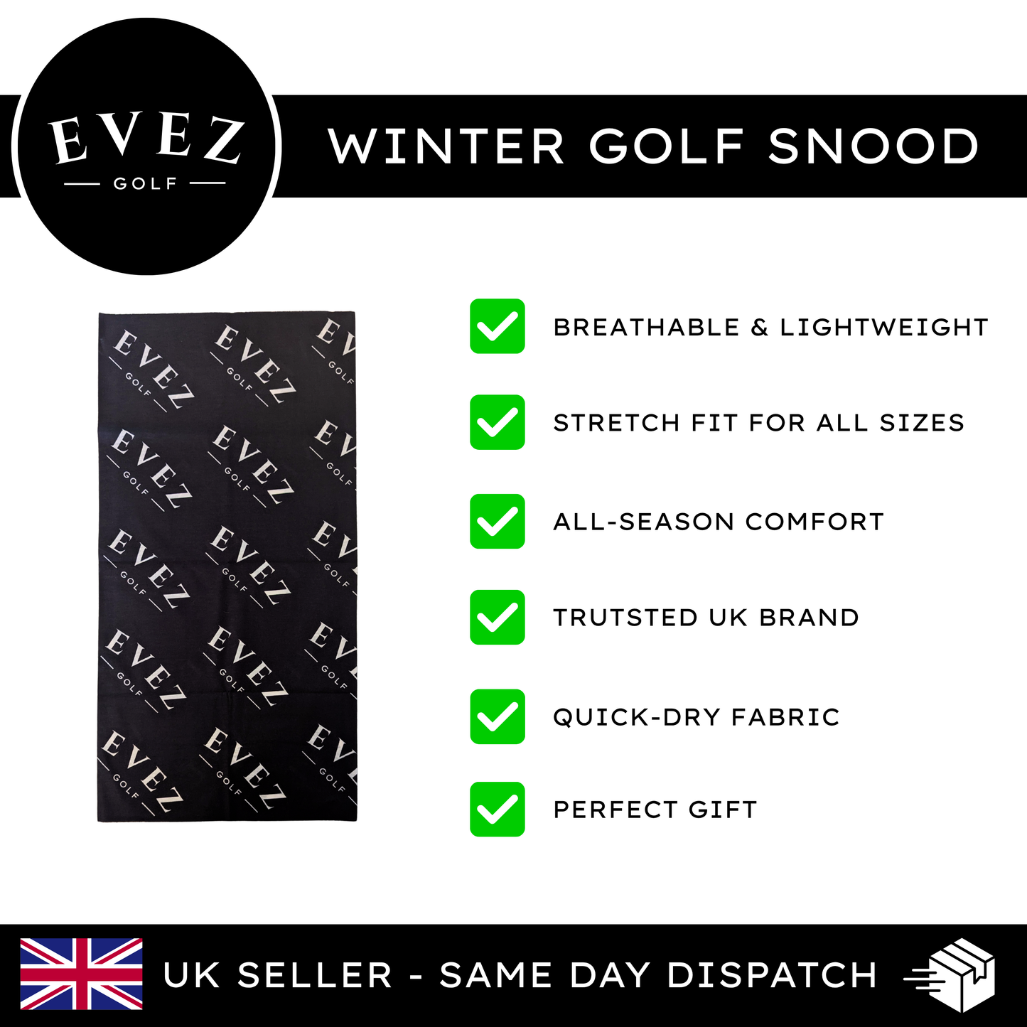 Evez Golf Snood - Soft Stretch Neck Warmer