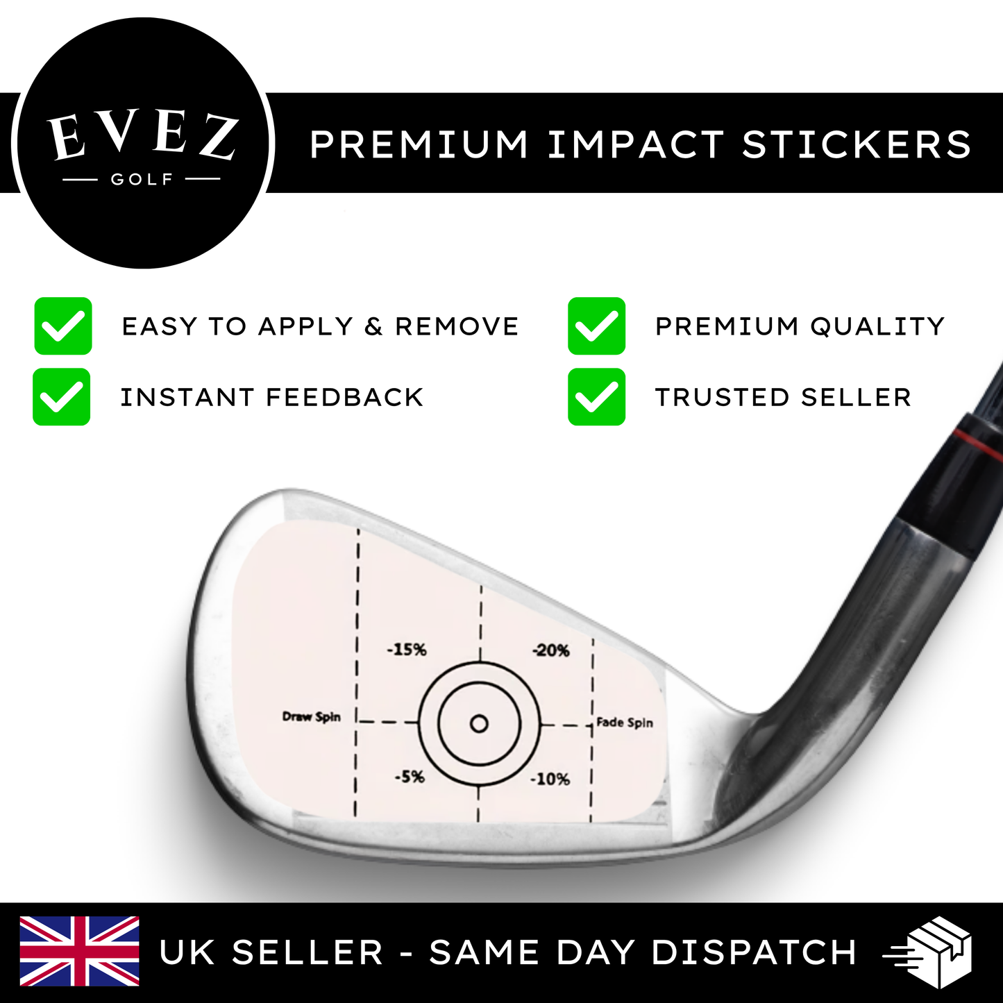 Evez Golf Impact Stickers - Instant Strike Feedback Labels