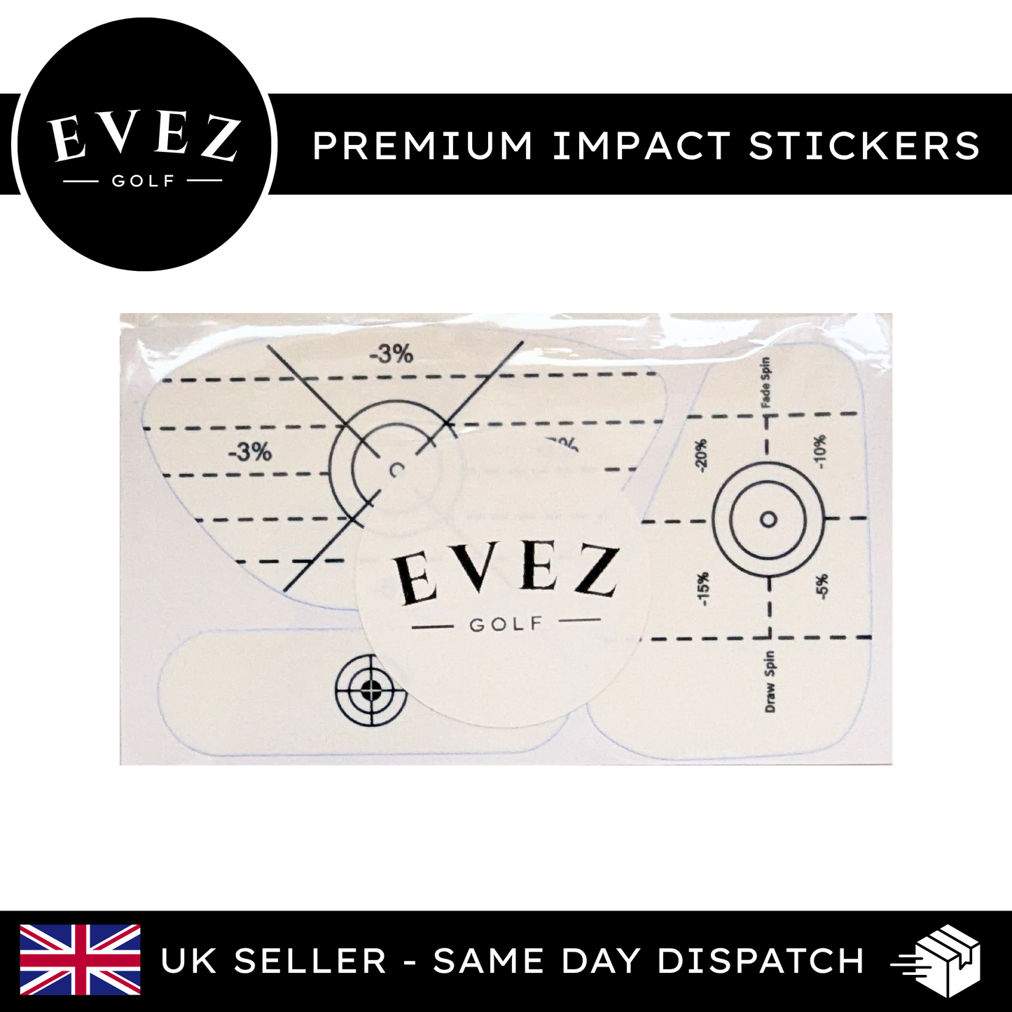 Evez Golf Impact Stickers - Instant Strike Feedback Labels